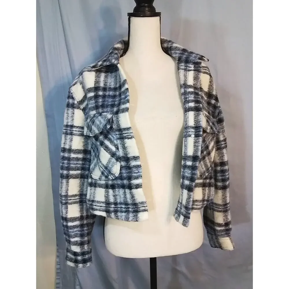 Zaba cropped gray plaid jacket